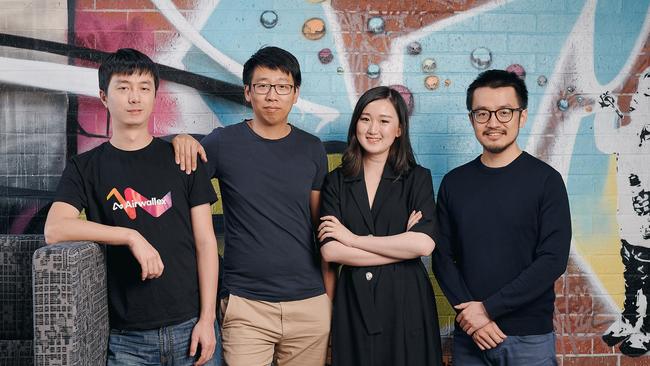 Airwallex founders (left to right) Xijing Dai, Jack Zhang, Lucy Liu and Max Li. Picture: Supplied.