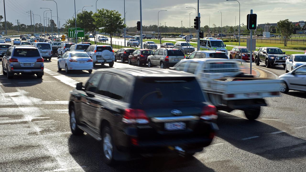 Bruce Highway (Woolcock Street) and Shaw Road (Ring Road) Intersection looking down the Bruce Highway towards the North Shore Development Drive.
