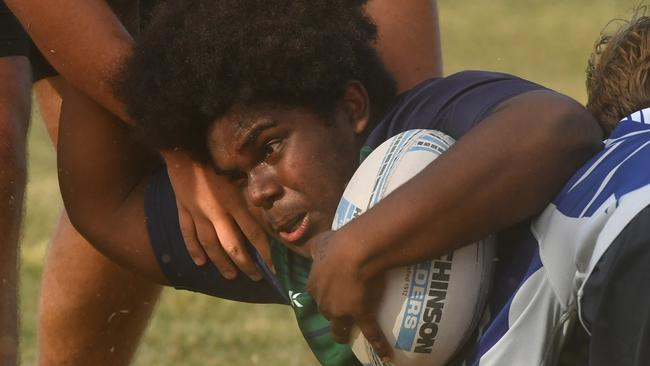 Cowboys Cup Schoolboys Football at Kern Brothers Drive. Townsville High against Pimlico High. Picture: Evan Morgan