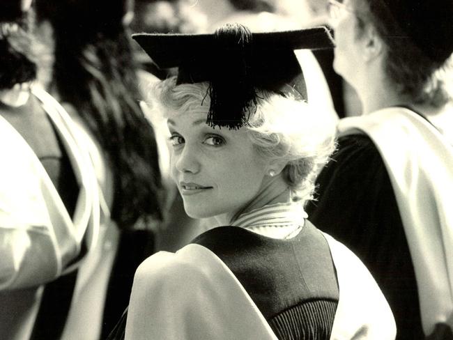 Female student at a graduation ceremony in the early years of Macquarie University. Picture: Supplied / Macquarie University