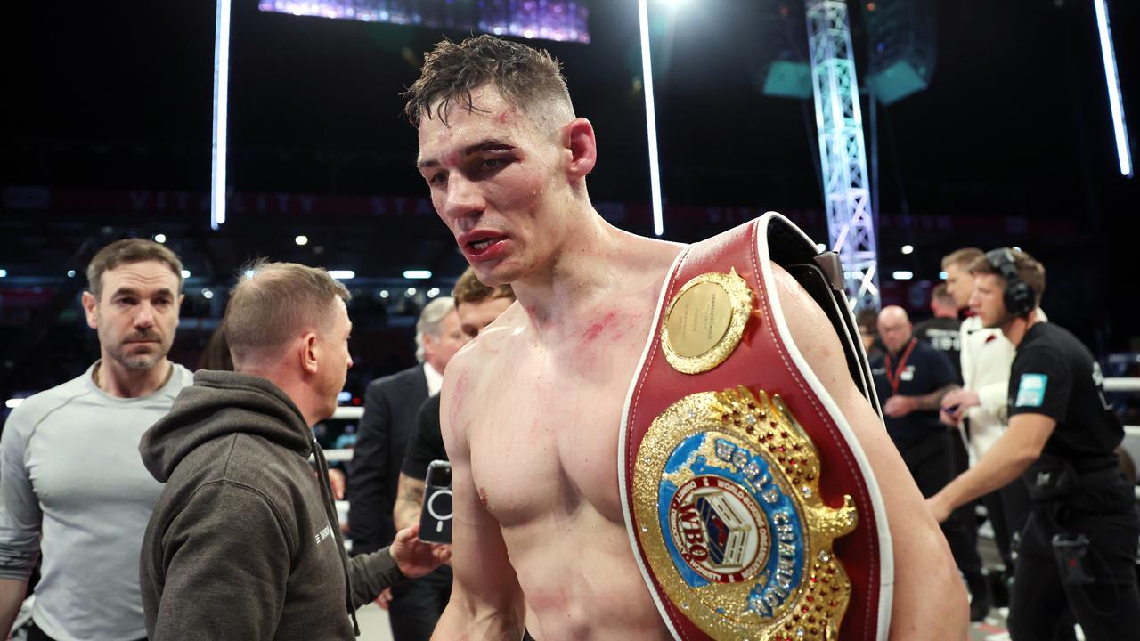 English boxer Chris Billam-Smith has won the WBO cruiserweight title after toppling the previously unbeaten Lawrence Okolie in Bournemouth on Sunday morning AEST.