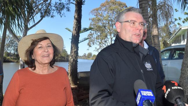 Ballina Shire Mayor Sharon Cadwallader and Minister Emergency Services Murray Watt during an announcement of Northern Rivers Recovery and Resilience Program funding.