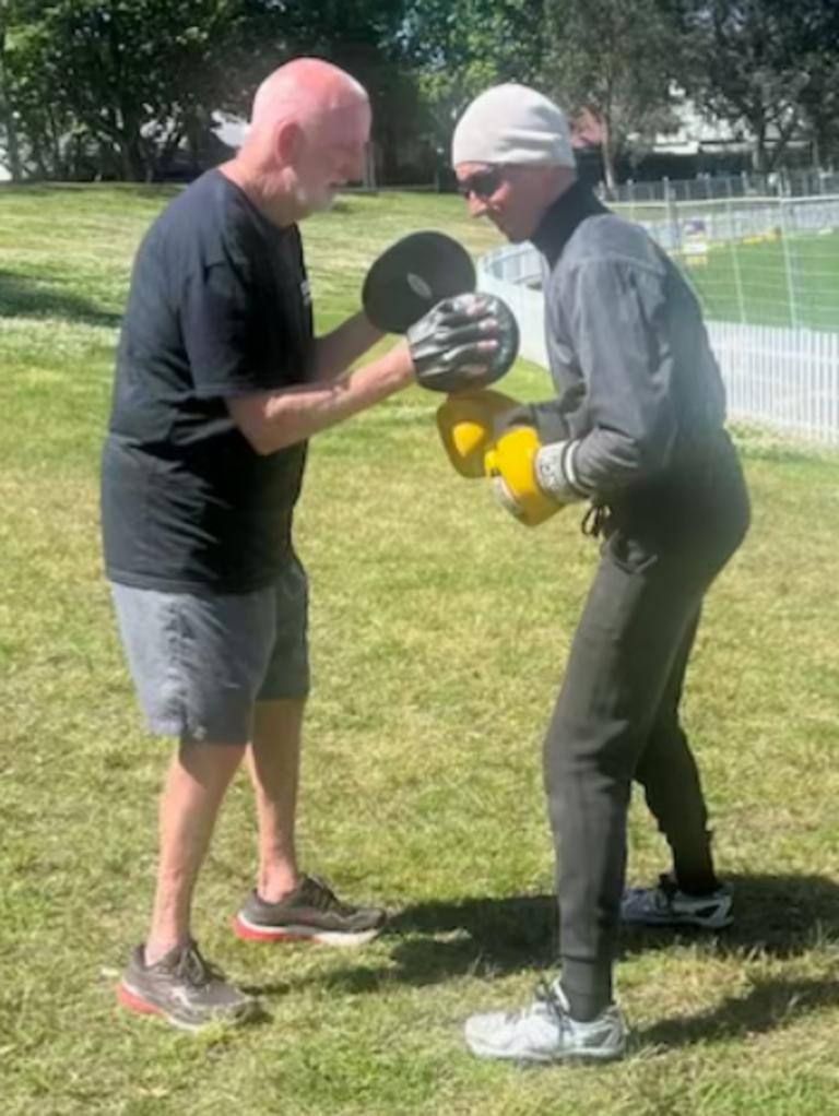 Johnny Lewis training jockey Nash Rawiller. Picture: Supplied