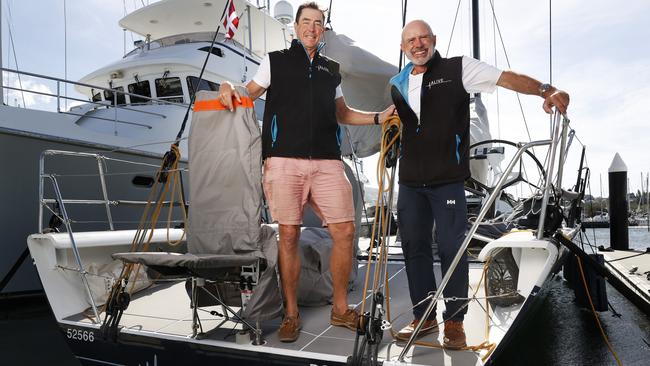 Glenn Myler and Duncan Hine aboard Alive. Tasmanian yacht Alive will race in the Melbourne-Osaka yacht race. Picture: Nikki Davis-Jones