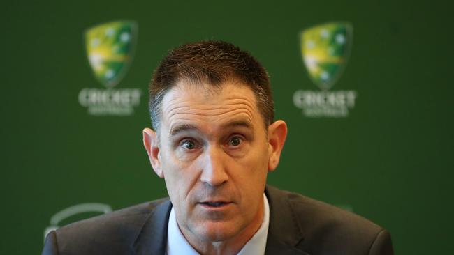 MELBOURNE, AUSTRALIA - JUNE 06:  Cricket Australia chief executive James Sutherland speaks during a Cricket Australia announcement at the Victorian Cricket and Community Centre on June 6, 2018 in Melbourne, Australia.  (Photo by Scott Barbour/Getty Images)