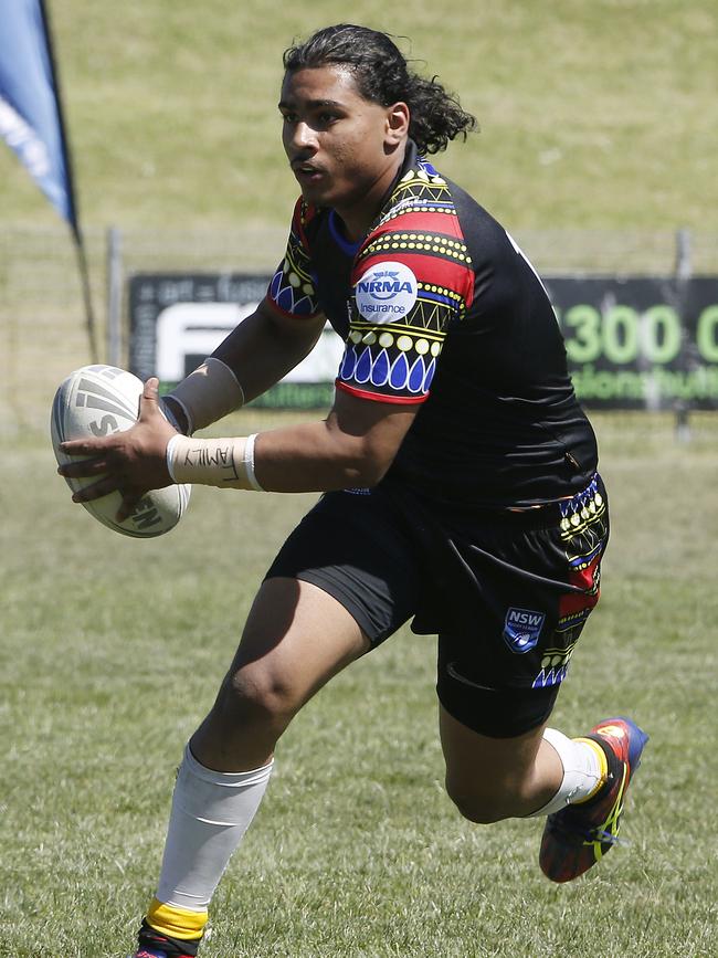 Zia Hammond from Africa United. Under 18 Boys Lebanon v Africa United. Harmony Nines Rugby League. Picture: John Appleyard