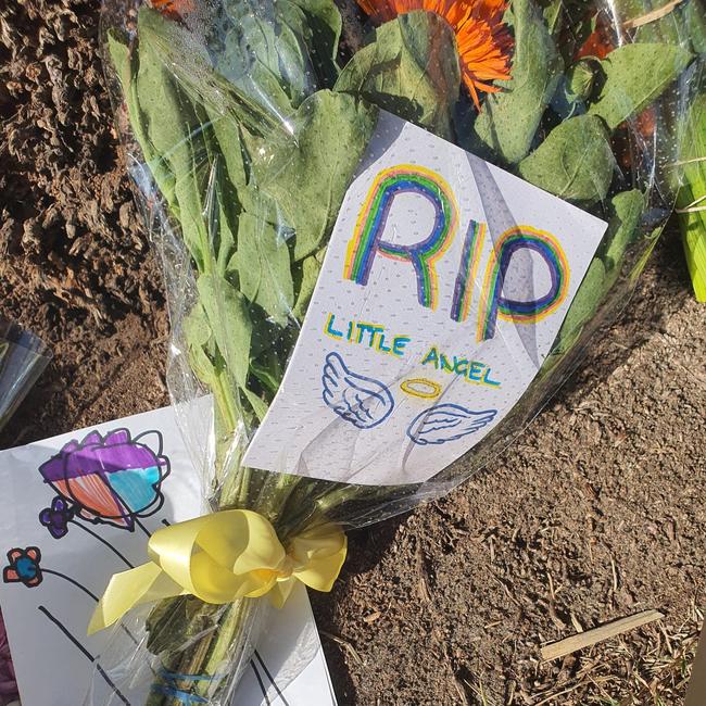 A makeshift memorial was set up by members of the Collaroy Rugby Club at Griffith Park following the death of Alfie Darby. Picture: Facebook.