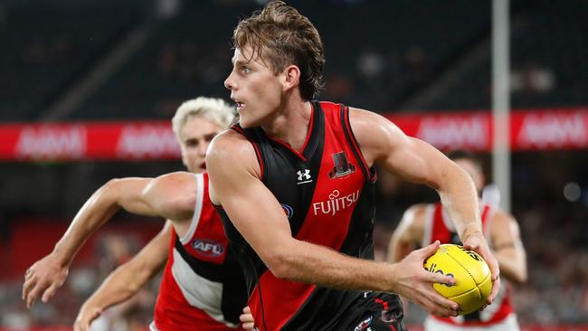 Kaine Baldwin had some nice moments for the Bombers. Picture: Michael Willson/AFL Photos via Getty Images