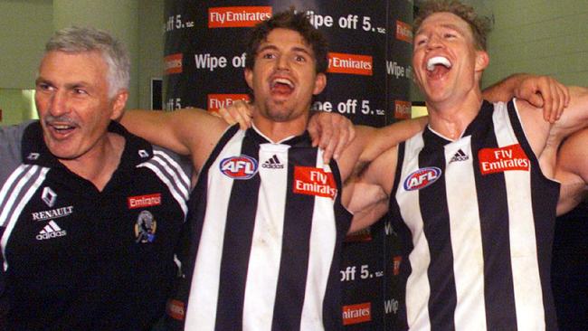 Brodie Holland and Nathan Buckley during their playing days.