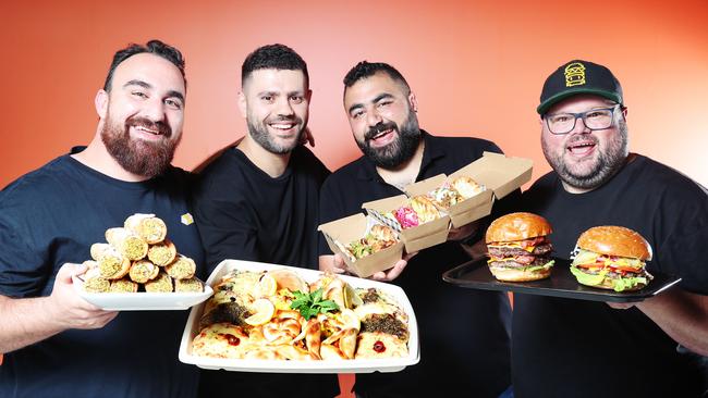 John-Paul Saad from Cedar Bakery (second from left) with other Taylors Lakes eateries. Picture Rebecca Michael.