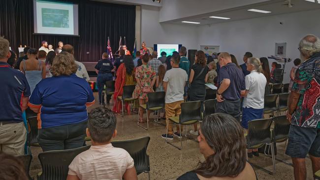 A large crowd gathered for the Katherine Town Council's Australia Day Awards ceremony. Picture: Warren Gifkins