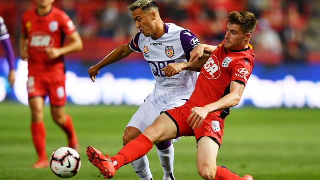 Adelaide United right back Ryan Strain would return to full training this week after missing four games with a hamstring injury. Picture: AAP Image/David Mariuz