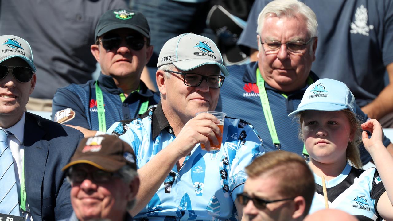 Still going to the footy: PM and Sharks fan Scott Morrison.