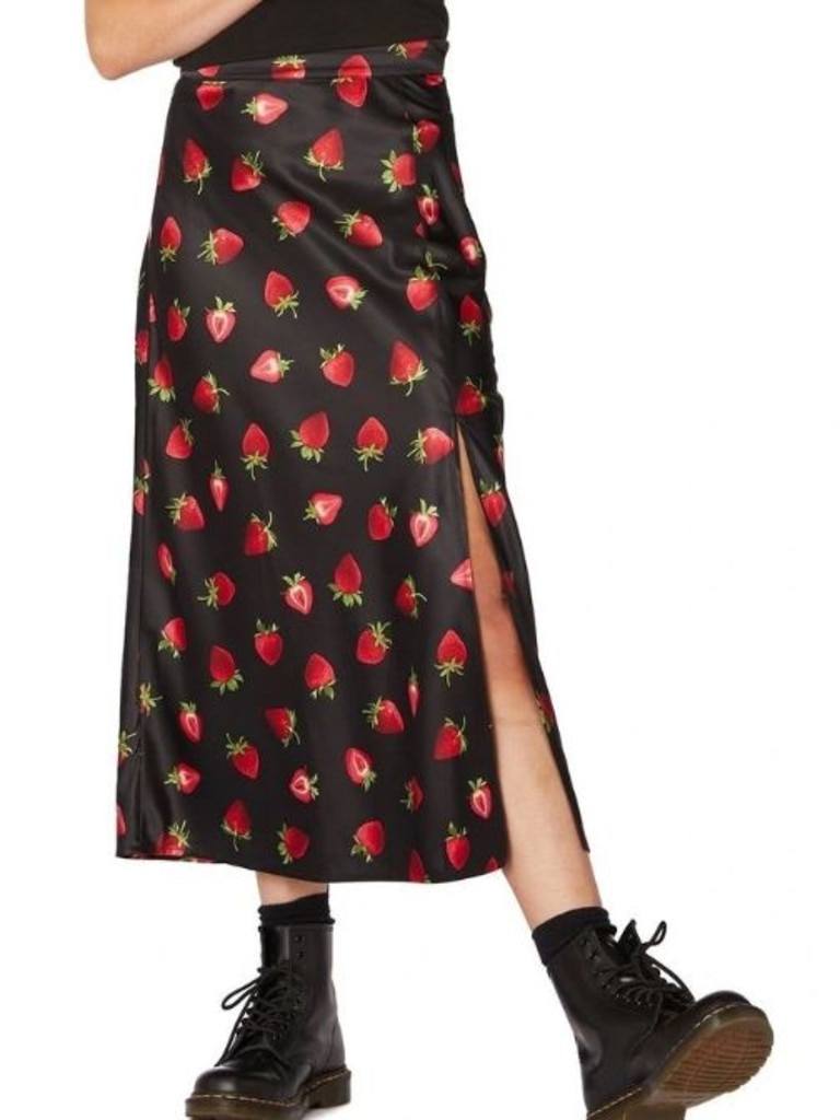 Dangerfield Strawberry Satin Slip Skirt