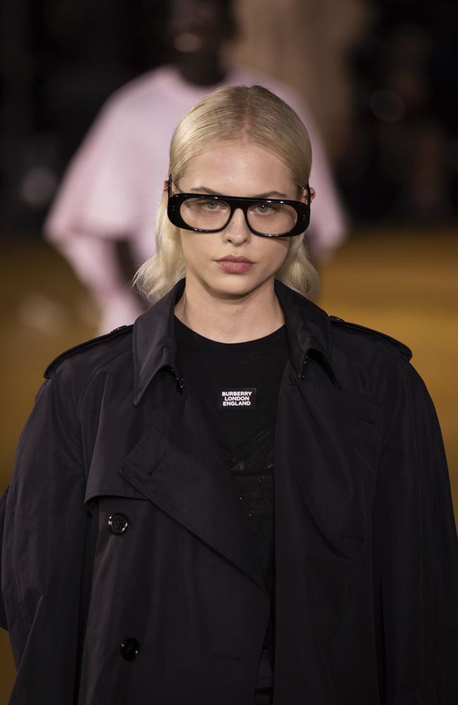 Burberry does nerd glasses at LFW. Picture: AP