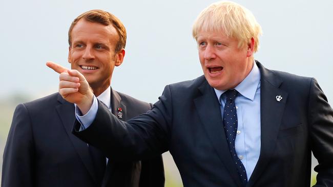 British Prime Minister Boris Johnson with French President Emmanuel Macron.