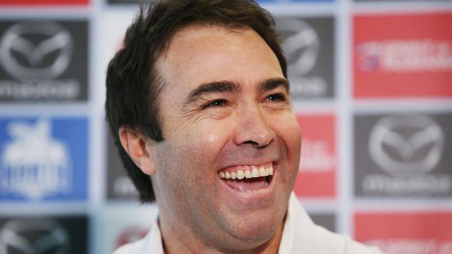 MELBOURNE, AUSTRALIA - MAY 26: Kangaroos head coach Brad Scott, who coached his last match for the club yesterday against Western Bulldogs, reacts when speaking to media during a North Melbourne Kangaroos AFL press conference at Arden Street Ground on May 26, 2019 in Melbourne, Australia. (Photo by Michael Dodge/Getty Images)