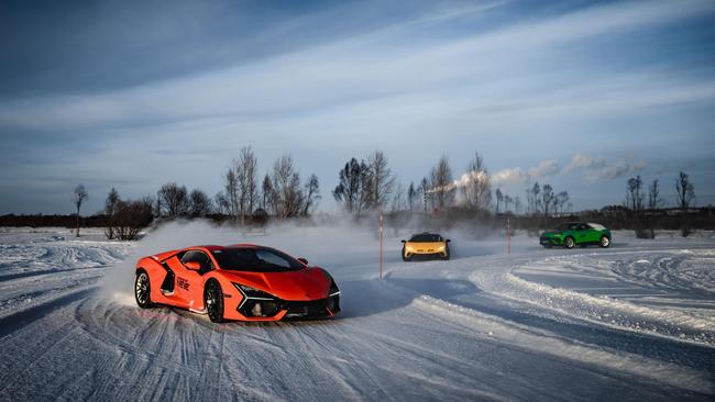 Ice driving in the Lamborghini Revuelto. Picture: Supplied