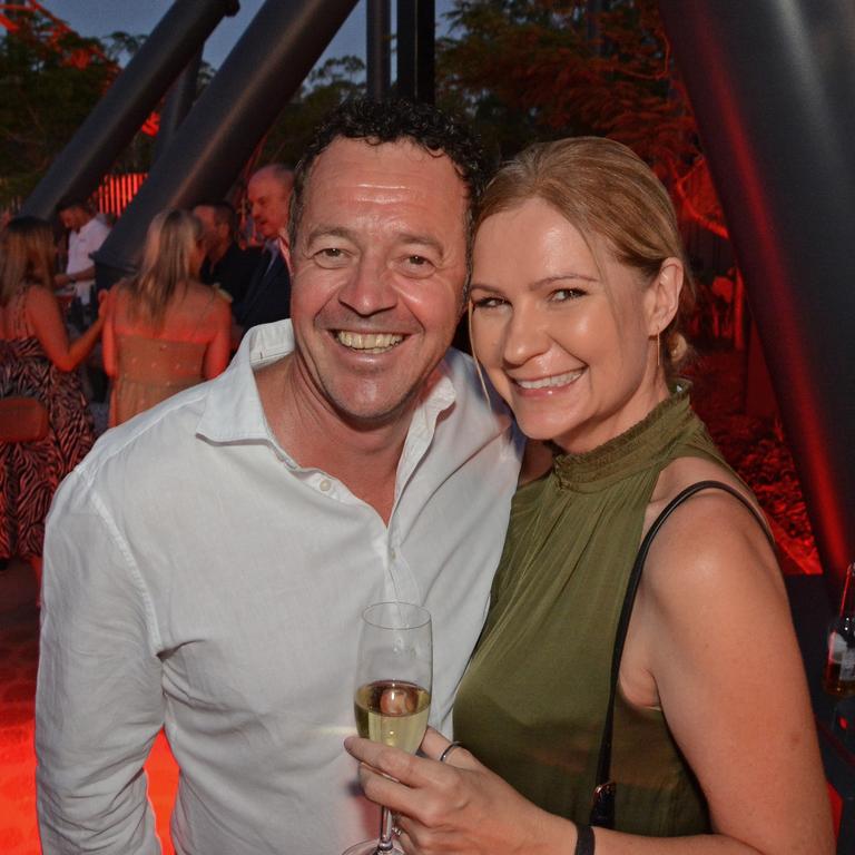 Guy and Justine Marshall at opening of Steel Taipan ride, Dreamworld. Picture: Regina King