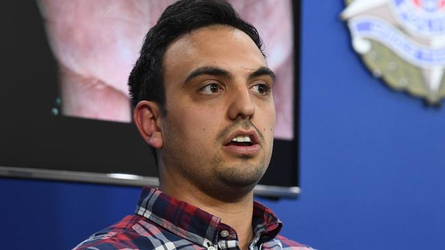 Anthony Artusa was pricked by the needles when he sat down. Picture: AAP Image/James Ross