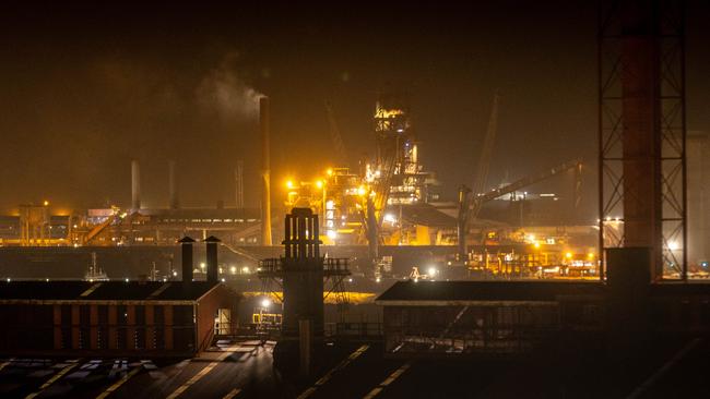 Night shot of the Whyalla Steelworks and smelter facility. Pictured on 25th September 2024. Picture: Ben Clark