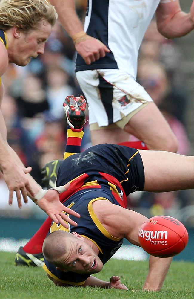 Scott Thompson was never too far from the ball against Melbourne in 2013. Picture: Sarah Reed