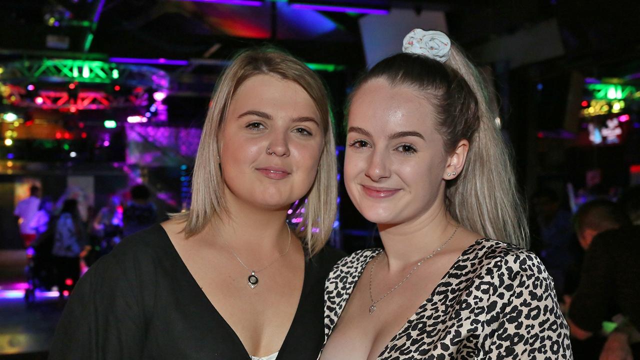 L-R Bianca Doblo and Paris Hickson at Zodiac Nightclub.Photo Liam Fahey / Morning Bulletin