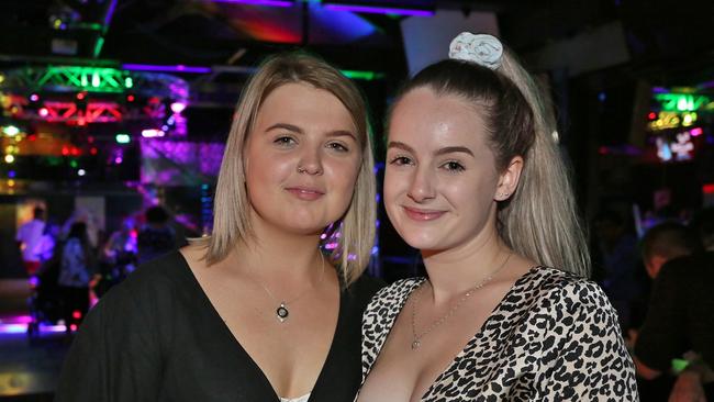 L-R Bianca Doblo and Paris Hickson at Zodiac Nightclub.Photo Liam Fahey / Morning Bulletin