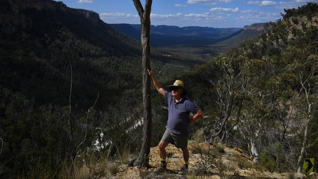 Paul Vought stands atop the Donkey Steps, the colloquial name given to the new pass into the Wolgan Valley. Picture: Dean Sewell/Oculi for the Australian