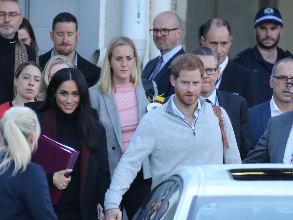 Meghan and Harry arrive in Sydney. Picture: John Grainger