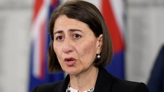 NSW Premier Gladys Berejiklian provides a COVID-19 update this morning. Picture: Dan Himbrechts