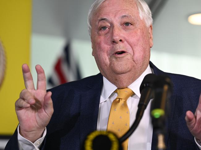 CANBERRA, AUSTRALIA  - NewsWire Photos - February 19, 2025: Chairman of Trumpet of Patriots, Clive Palmer holds a press conference at Parliament House in Canberra. Picture: NewsWire / Martin Ollman