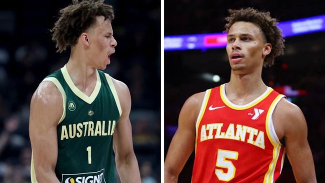 Dyson Daniels in action for the Boomers and Hawks. Photos: Getty Images