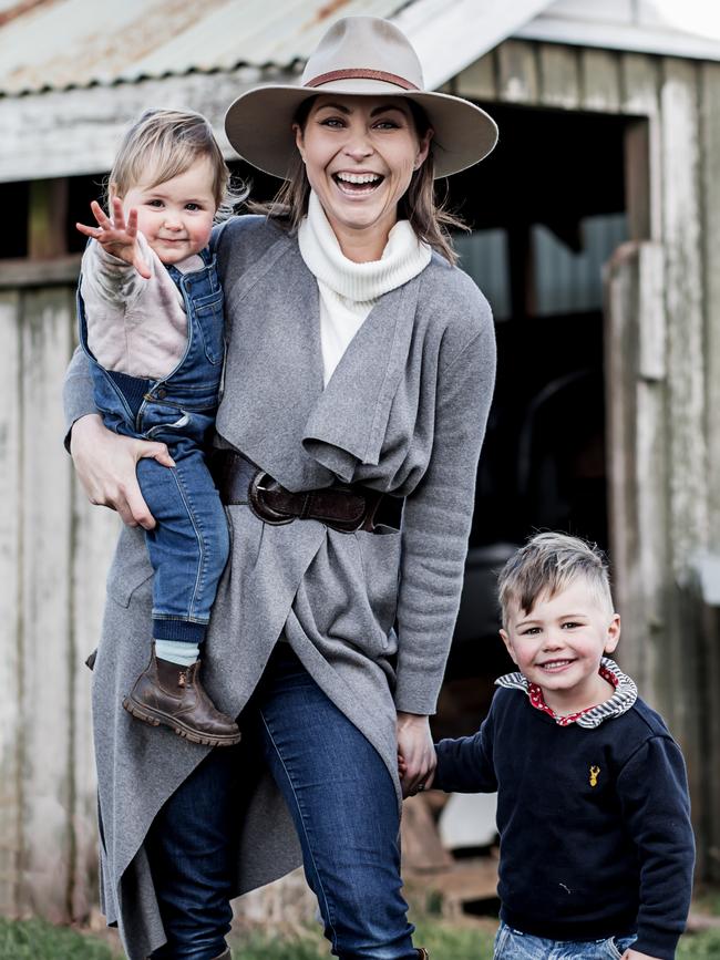 Stephanie Trethewey with her daughter Evie and son Elliot. Picture: Ness Vanderburgh