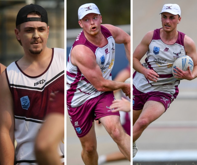 Matt Swain, Jarod Horan and Benson Simons of Manly Open Mens. Pictures: Matt Long