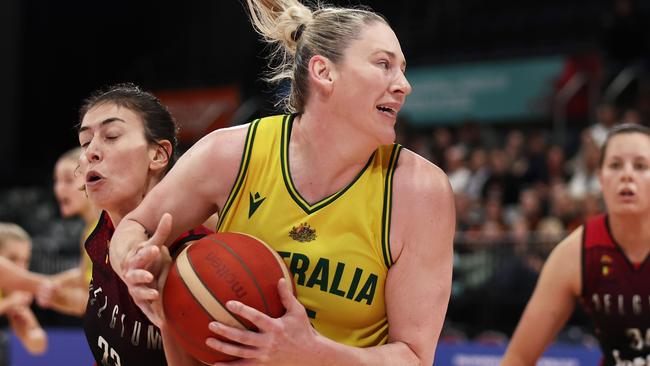 Lauren Jackson during a World Cup warm-up match against Belgium. Picture: Matt King/Getty Images