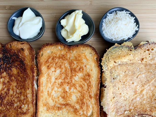 Butter is the perfect spread for putting on the outside of a toastie.