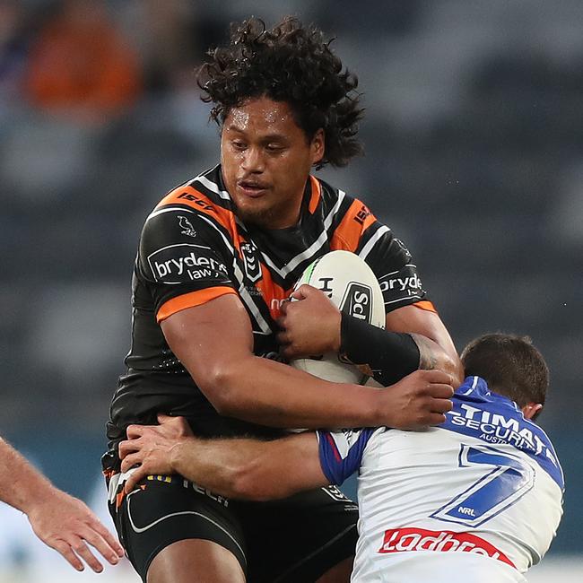 Tigers second rower Luciano Leilua. Picture: Brett Costello