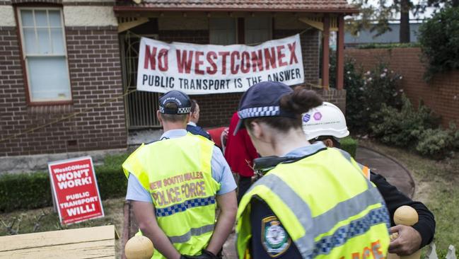 Four women who were protesting against the WestConnex Toll Road were arrested at this Ashfield property in June.