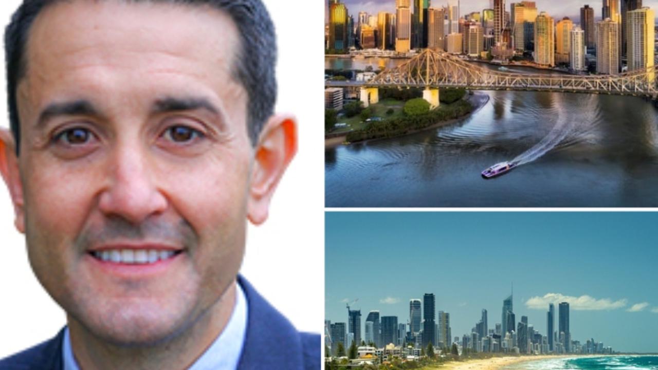 Opposition leader and Broadwater MP David Crisafulli. Opponents are asking questions about his family residence in Brisbane’s Bulimba, far from the Gold Coast Broadwater which he represents as an MP.