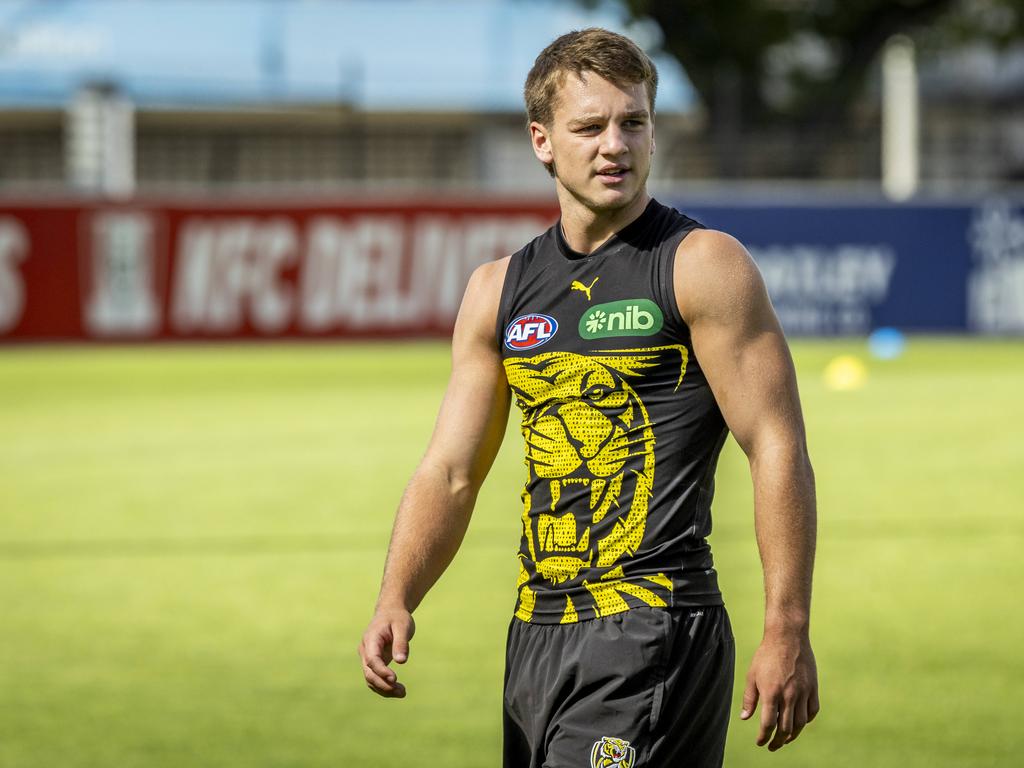 Sam Lalor at Richmond training. Picture: Jake Nowakowski