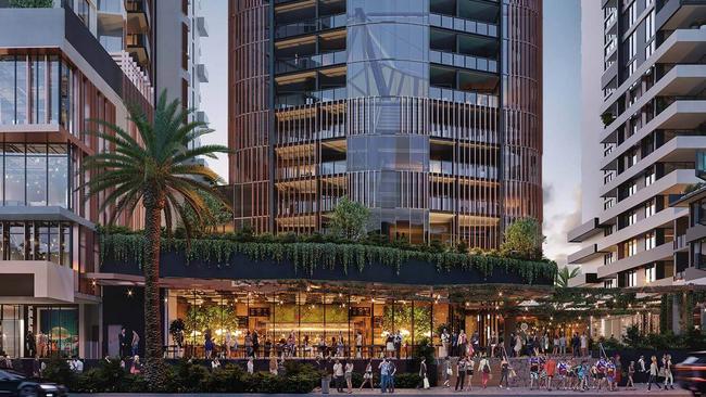 Artist impressions of the towers as part of Silk Lane in Woolloongabba.