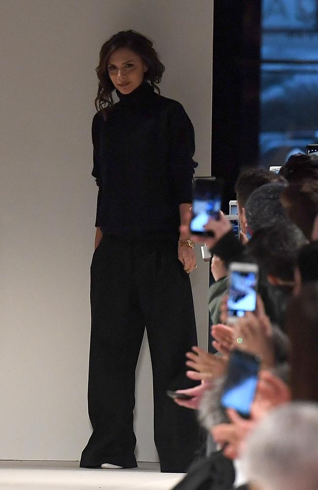 Designer Victoria Beckham walks the runway for the Victoria Beckham show at New York Fashion Week on February 12, 2017. Picture: AFP