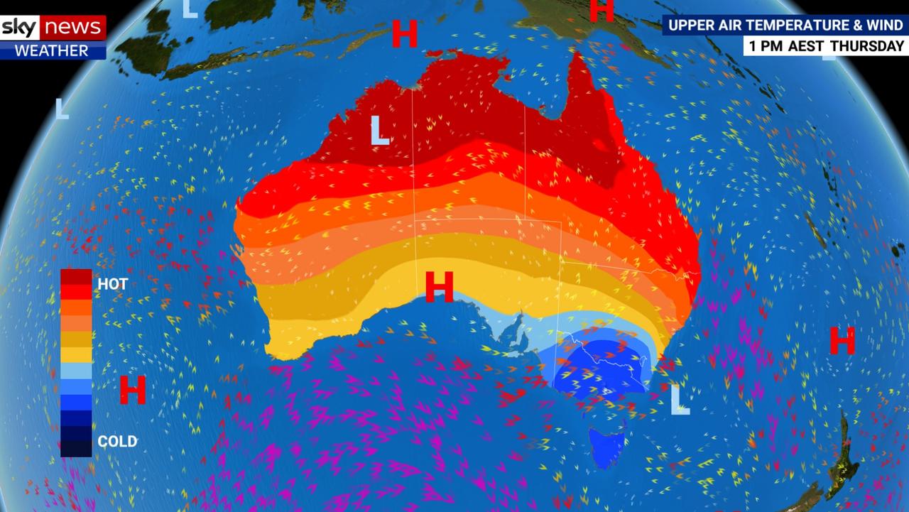 A huge divide in temperatures could see parts of Victoria and Queensland with maximums 40 degrees apart. Picture: Sky News Weather.