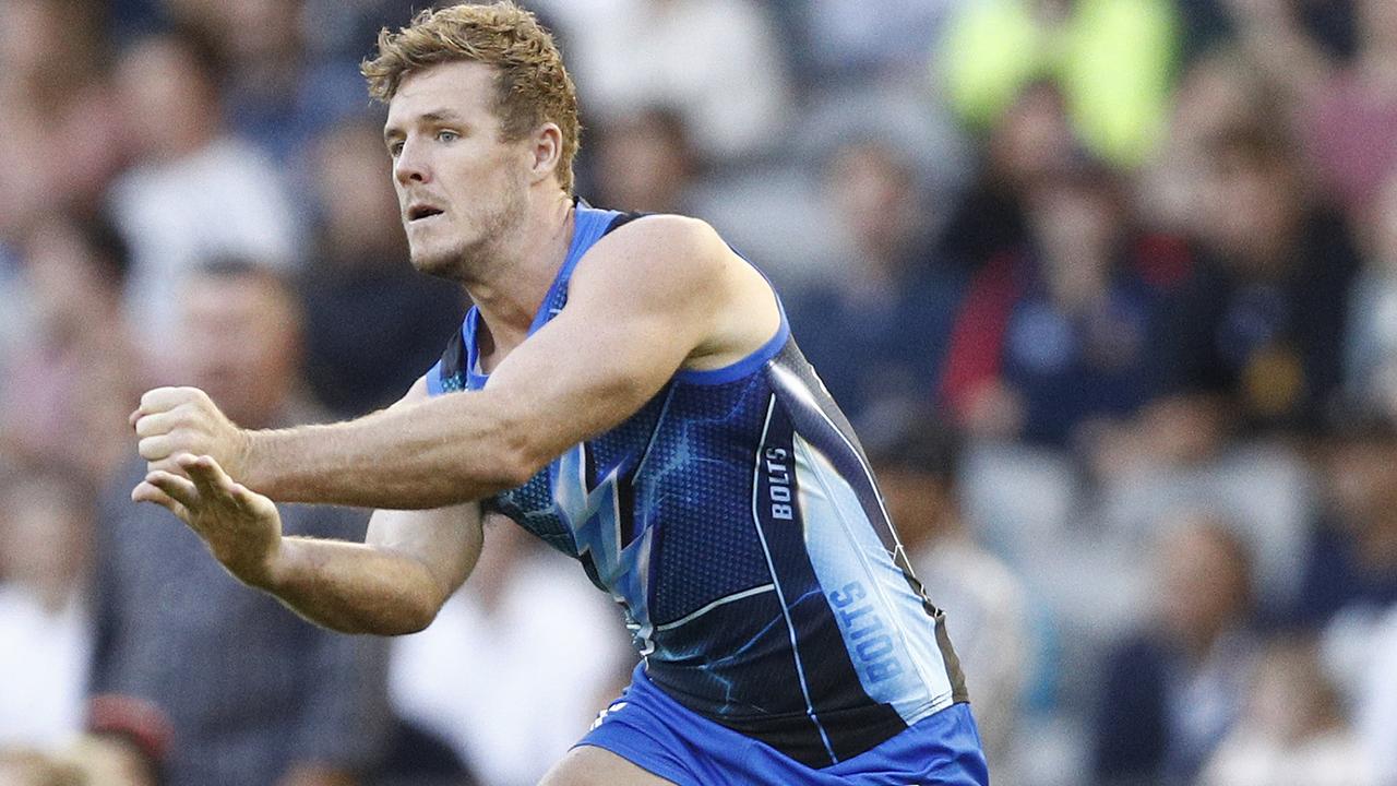 Luke Parker in action during AFLX training.