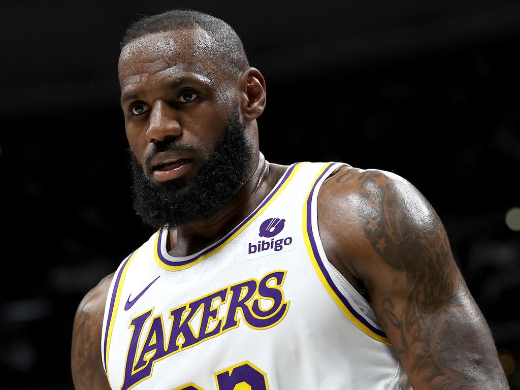 DENVER, COLORADO - APRIL 20: LeBron James #23 of the Los Angeles Lakers leaves the court after their loss to the Denver Nuggets during game one of the Western Conference First Round Playoffs at Ball Arena on April 20, 2024 in Denver, Colorado. NOTE TO USER: User expressly acknowledges and agrees that, by downloading and or using this photograph, User is consenting to the terms and conditions of the Getty Images License Agreement. (Photo by Matthew Stockman/Getty Images)