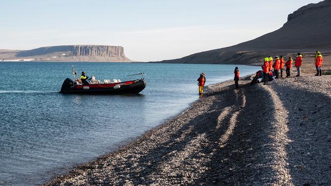 Expedition at Beechey Island, Canada. Picture: Hurtigruten