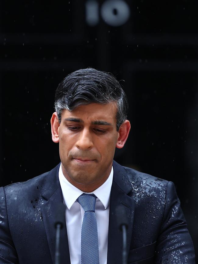 Rishi Sunak announces the general election, at Downing Street. Picture: Getty Images.