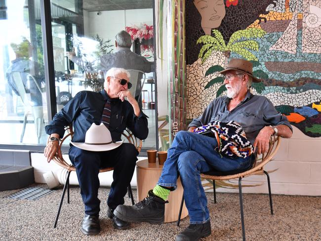 Bob Katter at JD's Deli in Ingham with John Sanderson. Picture: Evan Morgan
