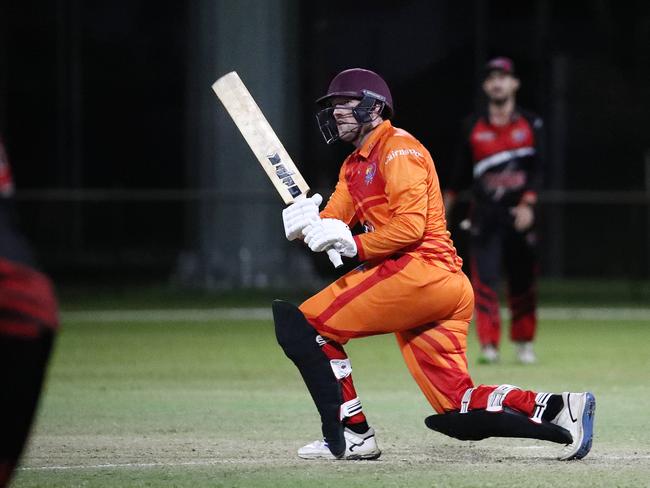 Piccones Badgers batsman Jake Roach made 35 runs of 13 balls in the Barrier Reef Big Bash grand final match against the Twomey Schrieber Thunder at Griffiths Park, Manunda. Picture: Brendan Radke